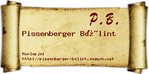 Pissenberger Bálint névjegykártya
